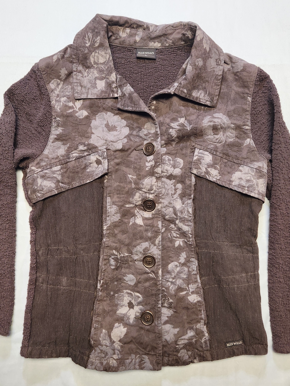 Blue Willi's Denmark Vintage Jacket Womens Large Brown Cotton Floral Victorian